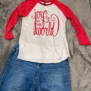Red and White Kids Raglan Shirt